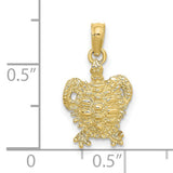 10k Yellow Gold Turtle Pendant, Sea Turtle Symbol of Longevity and Protection, Nature Jewelry for Women