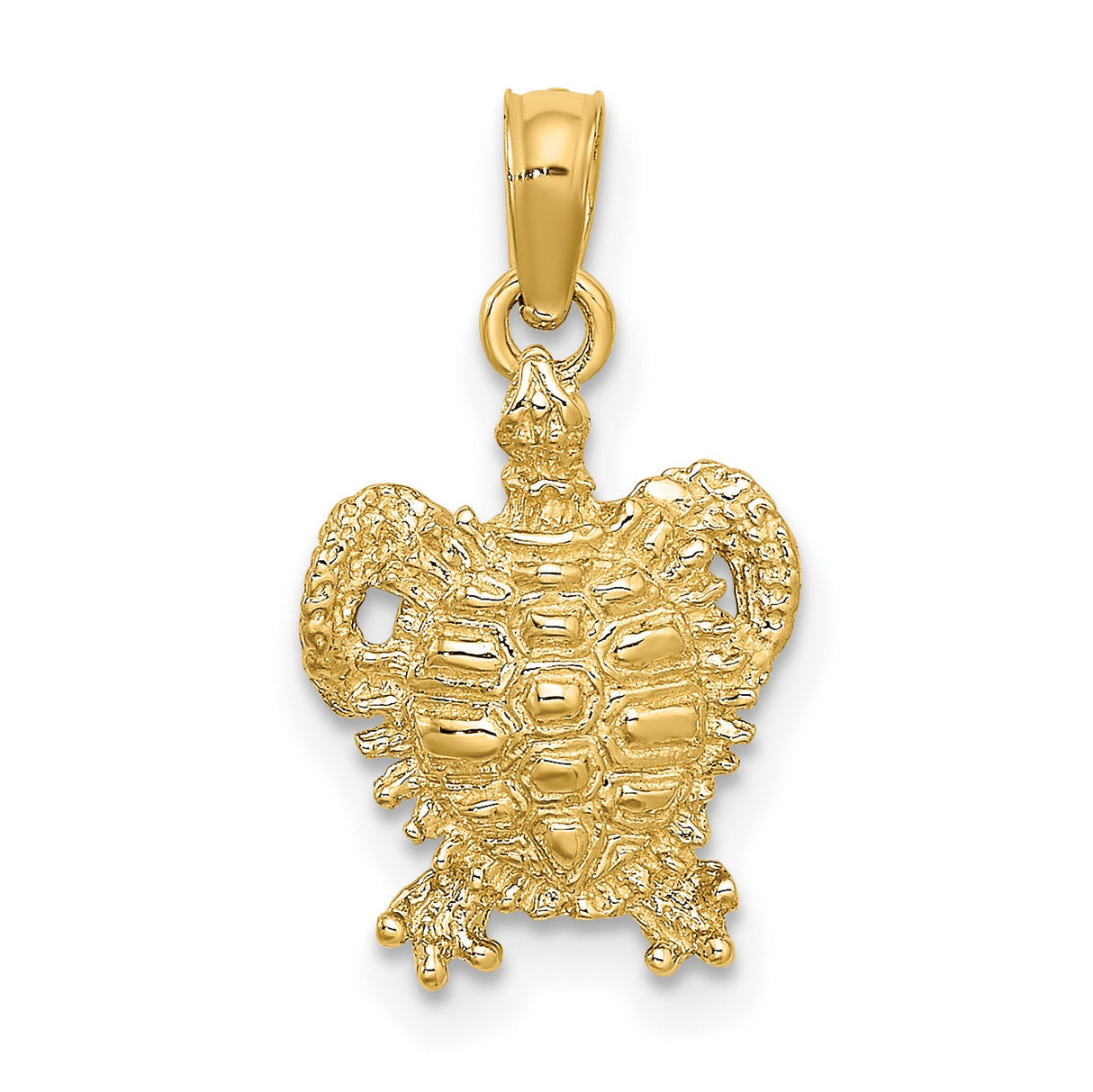10k Yellow Gold Turtle Pendant, Sea Turtle Symbol of Longevity and Protection, Nature Jewelry for Women
