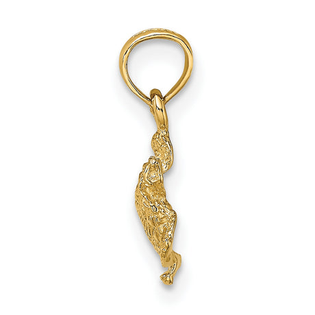 10k Yellow Gold Sea Turtle Pendant, Ocean-Inspired Marine Life Charm for Women or Unisex Wear