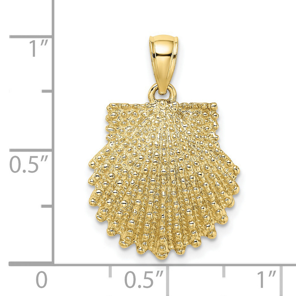 10k Yellow Gold Scallop Shell Pendant, Textured Religious Charm, Camino de Santiago Theme