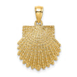 10k Yellow Gold Scallop Shell Pendant, Textured Religious Charm, Camino de Santiago Theme