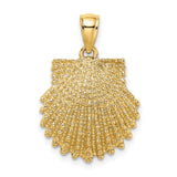 10k Yellow Gold Scallop Shell Pendant, Textured Religious Charm, Camino de Santiago Theme