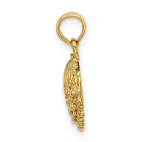 10k Yellow Gold Scallop Shell Pendant, Camino de Santiago Travel and Faith Symbol for Women