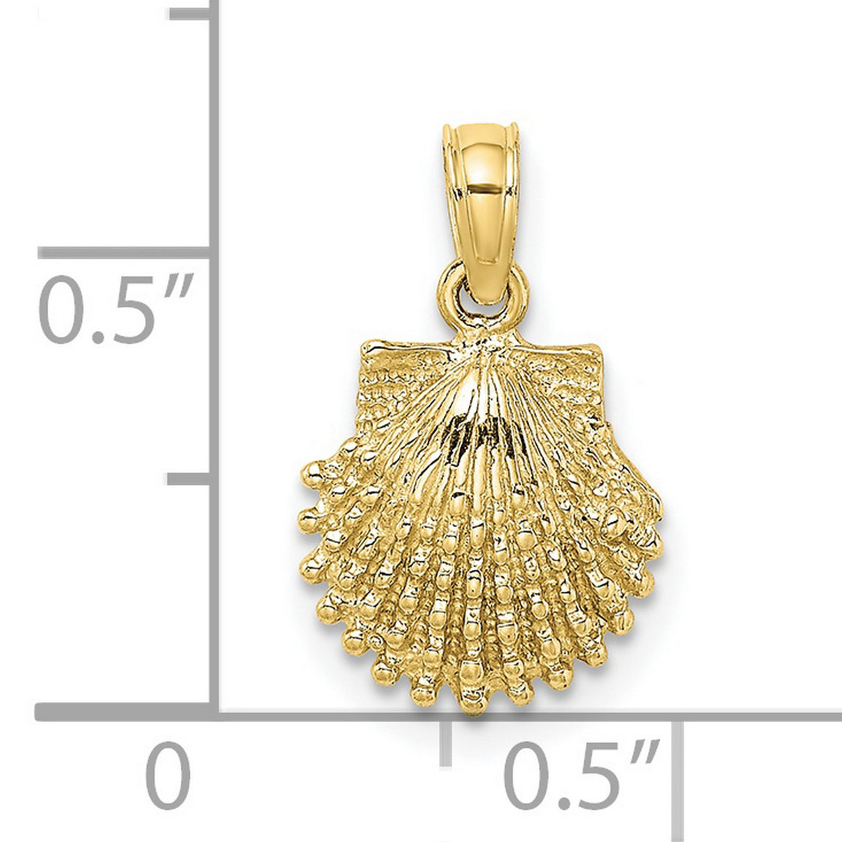 10k Yellow Gold Scallop Shell Pendant, Camino de Santiago Travel and Faith Symbol for Women