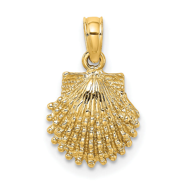 10k Yellow Gold Scallop Shell Pendant, Camino de Santiago Travel and Faith Symbol for Women