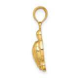 10k Yellow Gold Sea Turtle Pendant with Flipper Design and Detailed Shell