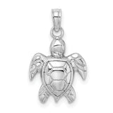 10k White Gold Sea Turtle Pendant, Ocean-Inspired Charm Symbolizing Longevity and Protection