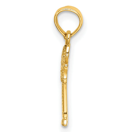 10k Yellow Gold Palm Tree Pendant, Tropical Beach Charm for Women or Unisex Wear
