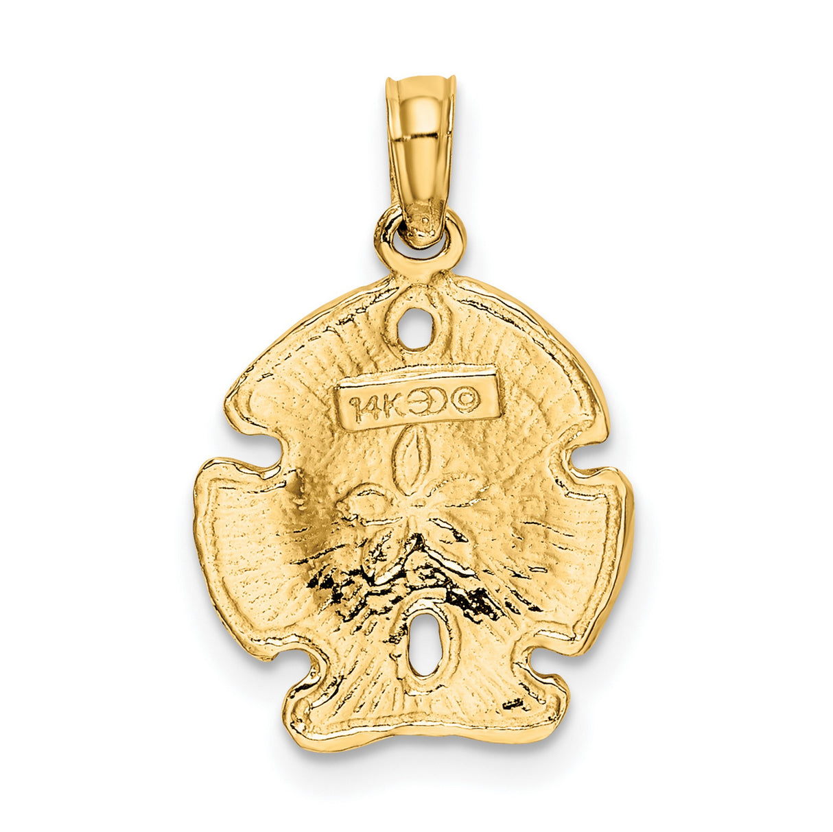 10k Yellow Gold Pendant with Sand Dollar and Textured Starburst Design, Coastal Beach Style Jewelry