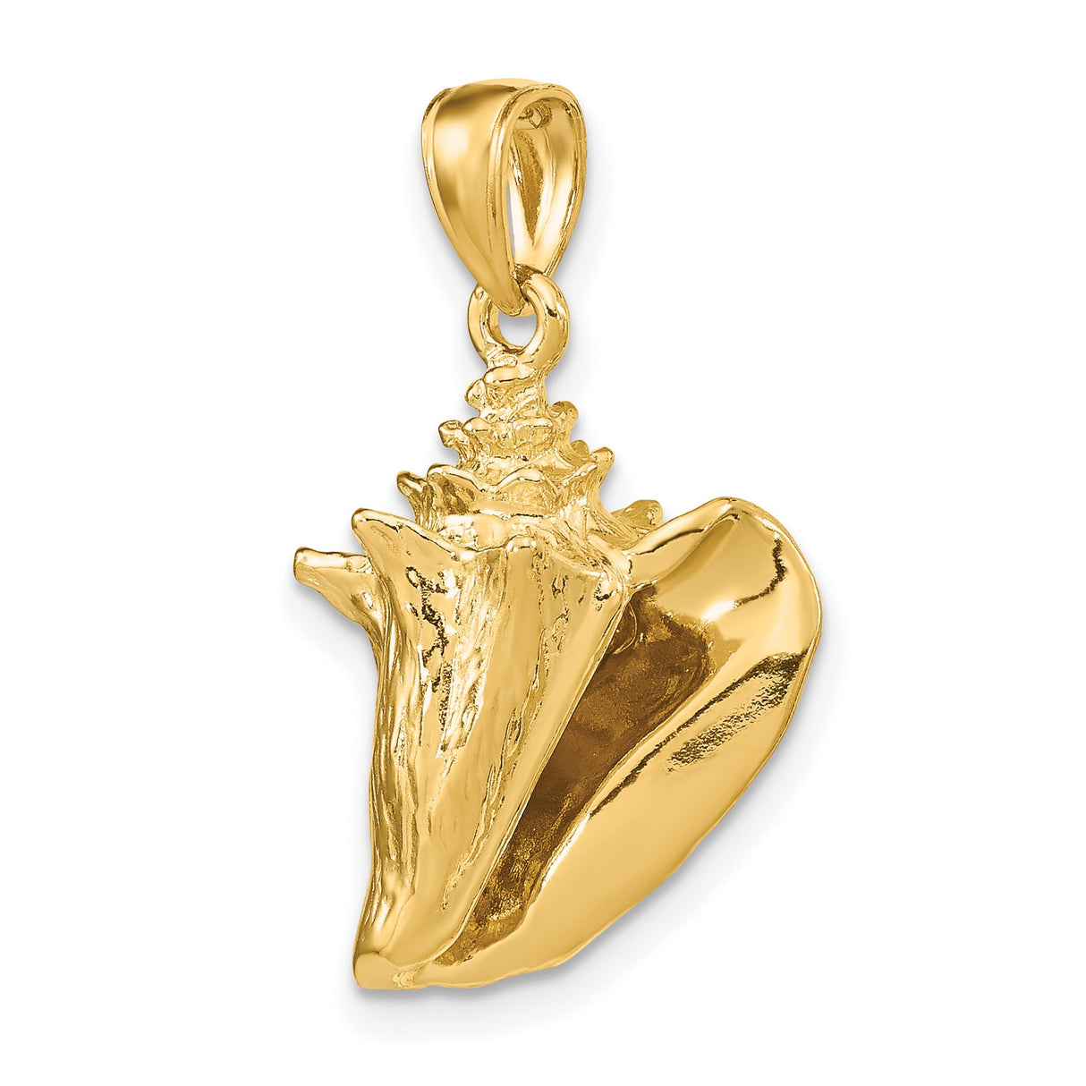 10k Yellow Gold Conch Shell Pendant, Nautical Ocean-Inspired Design for Women or Unisex Wear