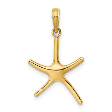 10k Yellow Gold Starfish Pendant with Polished Finish, Nautical Sea Star Design for Women