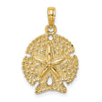 10k Yellow Gold Sand Dollar Pendant with Raised Star Center, Nautical Beach Style