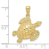 10k Yellow Gold Pendant, Sea Turtle Design, Ocean-Inspired Nature Jewelry for Women or Unisex Wear