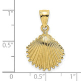 10k Yellow Gold Scallop Shell Pendant, Textured Charm for Women, Camino de Santiago Symbol