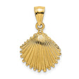 10k Yellow Gold Scallop Shell Pendant, Textured Charm for Women, Camino de Santiago Symbol