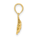 10k Yellow Gold Tropical Fish Pendant, Textured Ocean Charm, Coastal Marine Life Theme
