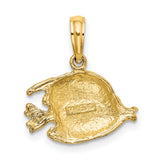 10k Yellow Gold Tropical Fish Pendant with Textured and Polished Finish, Ocean Animal Jewelry