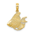 10k Yellow Gold Angelfish Pendant, Textured Marine Charm with Nautical and Ocean Themes
