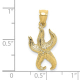 10k Yellow Gold Starfish Pendant with Textured and Polished Finish, Nautical Ocean Charm