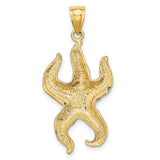 10k Yellow Gold Starfish Pendant, Textured Ocean-Inspired Design, Coastal Charm for Women