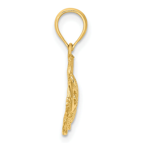 10k Yellow Gold Tropical Fish Pendant, Marine Life Design, Nautical Style for Women