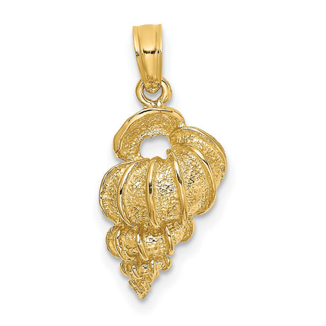 10k Yellow Gold Conch Shell Pendant Charm, Nautical Beach Ocean Theme, Unisex Coastal Jewelry