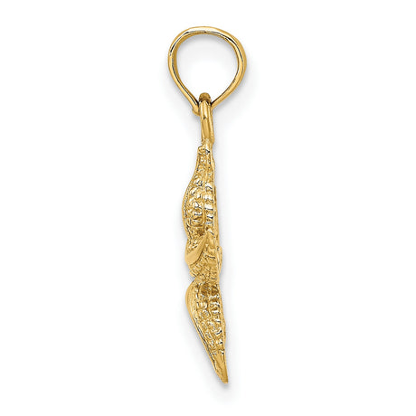 10k Yellow Gold Starfish Pendant, Textured Nautical Charm, Coastal Marine Life Jewelry