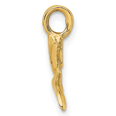 10k Yellow Gold Whale Tail Pendant, Glossy Nautical Marine Life Jewelry for Women or Unisex