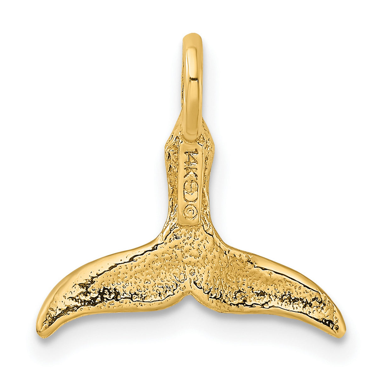 10k Yellow Gold Whale Tail Pendant, Glossy Nautical Marine Life Jewelry for Women or Unisex