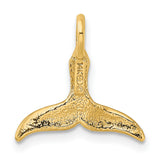 10k Yellow Gold Whale Tail Pendant, Glossy Nautical Marine Life Jewelry for Women or Unisex