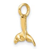 10k Yellow Gold Whale Tail Pendant, Glossy Nautical Marine Life Jewelry for Women or Unisex