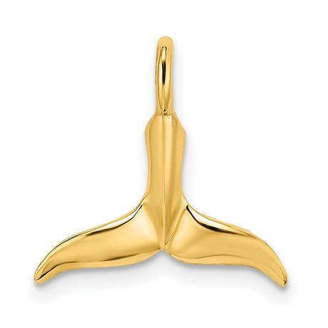 10k Yellow Gold Whale Tail Pendant, Glossy Nautical Marine Life Jewelry for Women or Unisex