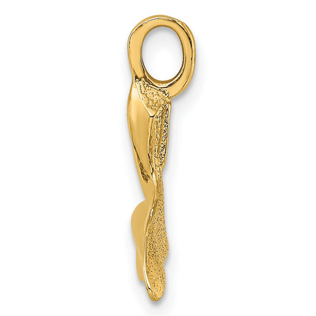 10k Yellow Gold Whale Tail Pendant, Polished Nautical Charm with Ocean Symbolism