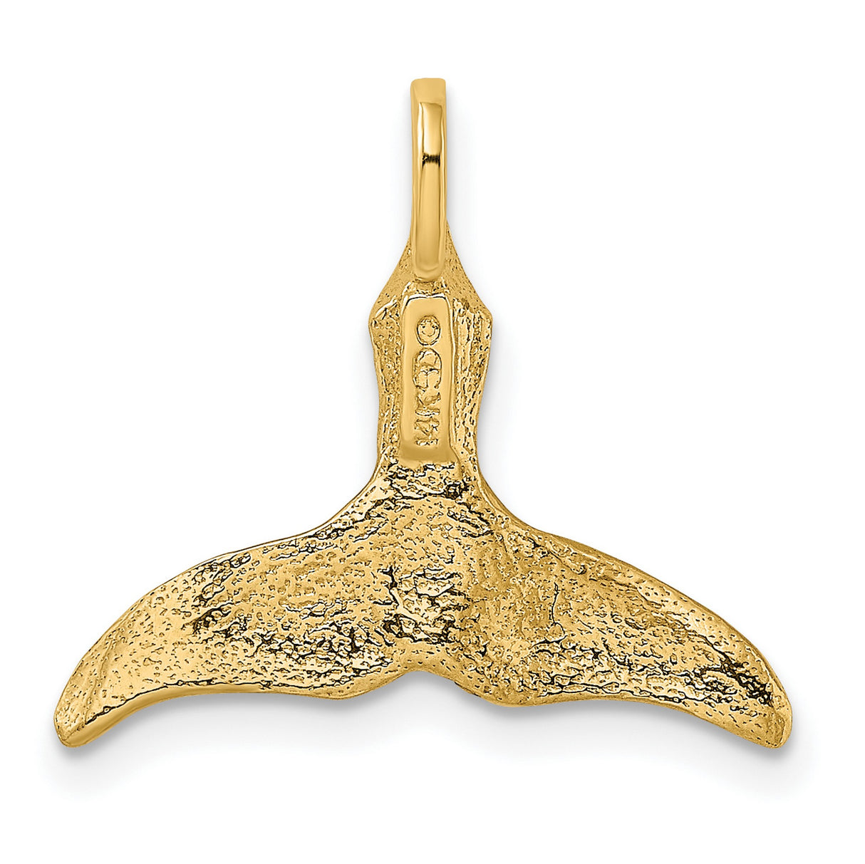 10k Yellow Gold Whale Tail Pendant, Polished Nautical Charm with Ocean Symbolism