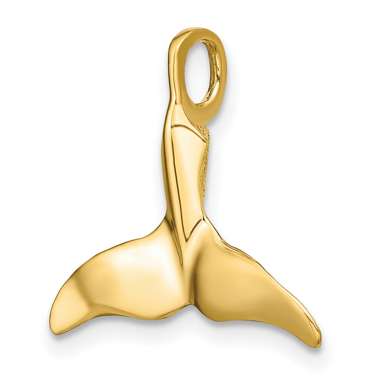 10k Yellow Gold Whale Tail Pendant, Polished Nautical Charm with Ocean Symbolism