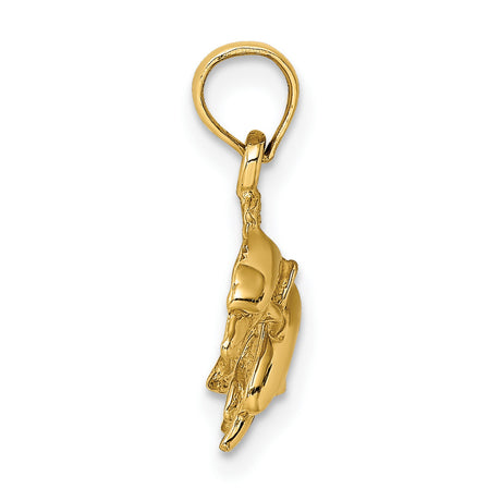 10k Yellow Gold Dolphin Pendant with Leaping Dolphins, Ocean Theme Charm for Women or Unisex