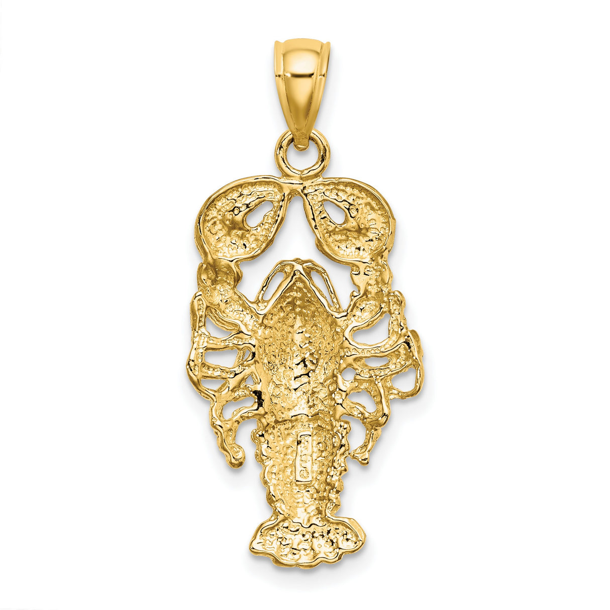 10k Yellow Gold Lobster Pendant with Textured Sea Creature Design, Nautical Theme Jewelry