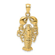 10k Yellow Gold Lobster Pendant with Textured Sea Creature Design, Nautical Theme Jewelry