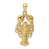 10k Yellow Gold Lobster Pendant with Textured Sea Creature Design, Nautical Theme Jewelry