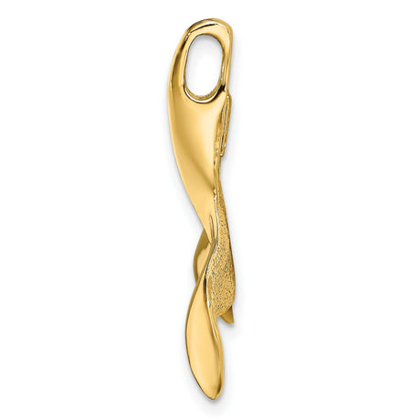 10k Yellow Gold Whale Tail Pendant, Polished Nautical Charm for Women or Unisex Wear