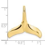 10k Yellow Gold Whale Tail Pendant, Polished Nautical Charm for Women or Unisex Wear