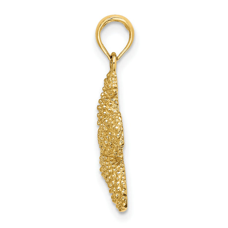 10k Yellow Gold Starfish Pendant with Textured Finish, Nautical Ocean-Inspired Design for Women