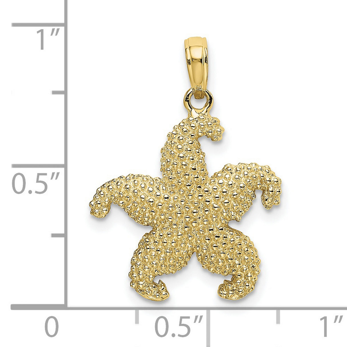 10k Yellow Gold Starfish Pendant with Textured Finish, Nautical Ocean-Inspired Design for Women