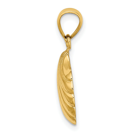 10k Yellow Gold Scallop Shell Pendant, Polished Religious Charm, Camino de Santiago Symbol