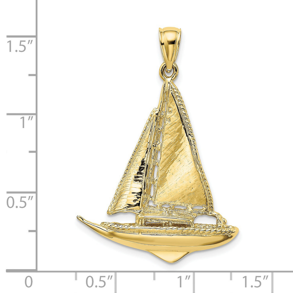10k Yellow Gold Sailboat Pendant, Nautical Charm with Detailed Sailing Boat Design