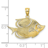 10k Yellow Gold Pendant, Tropical Fish Cut-Out Design, Nautical Marine Life Theme