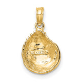 10k Yellow Gold Seashell Pendant, Detailed Clam Shell Charm, Nautical Coastal Style