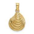 10k Yellow Gold Seashell Pendant, Detailed Clam Shell Charm, Nautical Coastal Style