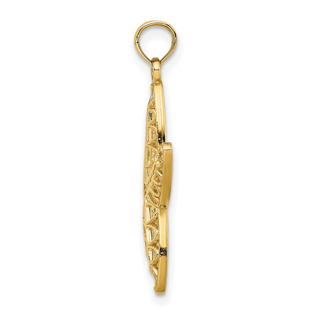 10k Yellow Gold Starfish Pendant with Openwork Design and Textured Center