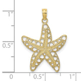 10k Yellow Gold Starfish Pendant with Openwork Design and Textured Center